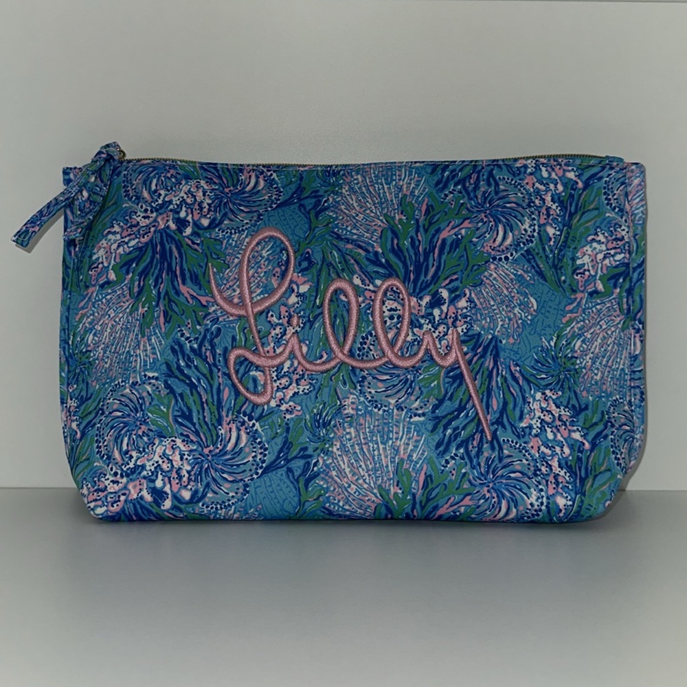 Lilly Pulitzer Vibrant Blue and Pink Pouch